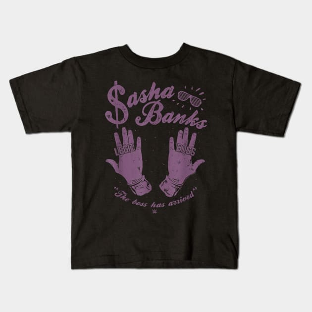 Sasha Banks Legit Boss Vintage Fight Kids T-Shirt by Holman